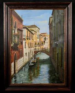 Vintage Original Impressionist Cityscape Oil on Canvas "Venice in the Afternoon" - Picture 1 of 14