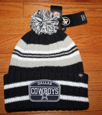 NUEVO CON ETIQUETAS '47 Marca DALLAS COWBOYS Puño Tejido Invierno Sombrero Gorra PARCHE DE MIEL Tobogán *5N Foto 1 de 4