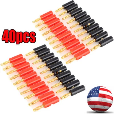 Lot 4mm Adapter Wire Cable Audio Speaker Banana Plug Connector Black Red US SELL - Image 1 of 3