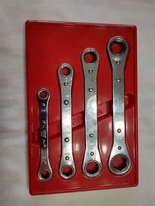 Snap-On RB604C 4 pc 12-Point SAE 0° Offset Ratcheting Box Wrench Set. 6/12 POINT - Picture 1 of 19