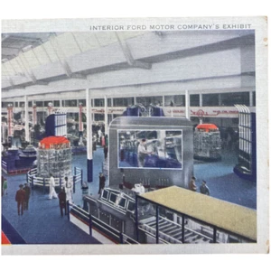 1934 Vintage Ford Chicago Exhibition Interior Post Card Advertisement - Picture 1 of 5