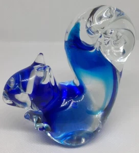 Vintage Crystal Glass Figurine Miniature Cobalt Squirrel - FAST SHIP - Picture 1 of 6