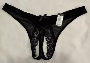Fredericks of Hollywood Kandy Lee schwarzer ouvert Tanga Größe 1X NEU - Bild 1 von 4