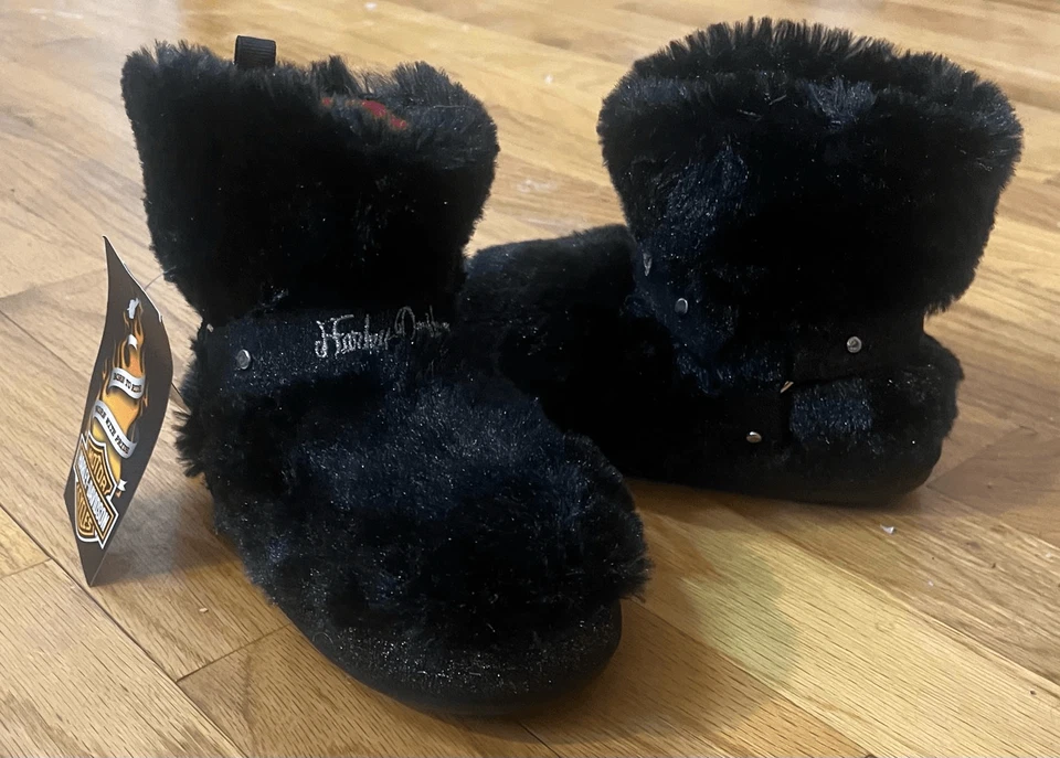 Zapatillas de bota de motociclista Harley Davidson de piel sintética para niños pequeños talla 10-11 negras de marca W Ha Foto 1 de 4