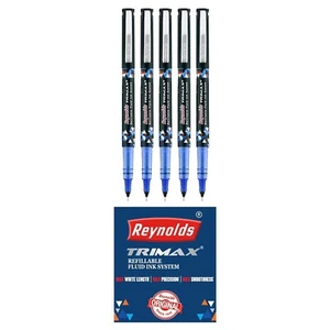 Reynolds TRIMAX BLUE - 5 COUNT | Roller Ball Point Pen set With Comfortable Grip - Picture 1 of 4