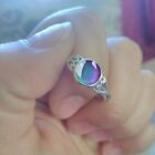 Vintage Sterling Silver Color Changing Mood Ring For Wedding Party, Size 7