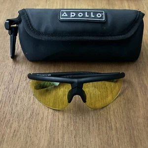 Apollo Sports Sunglasses Illuminati Black Alpine Yellow Lens Italy Case - Picture 1 of 6