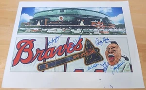 MILWAUKEE BRAVES SIGNED COUNTY STADIUM 17x22 CANVAS PAPER PRINT COA BOB UECKER - Picture 1 of 1