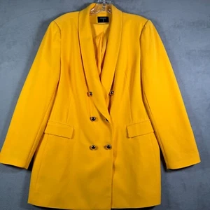 Blazer Tahari donna XL giallo doppiopetto lungo bottoni oro carriera ufficio - Foto 1 di 9