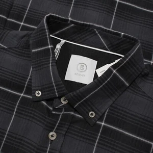 Bogner NWT Casual Button Down Shirt Size XXL in Gray/Black Plaid Cotton/Wool - Picture 1 of 12