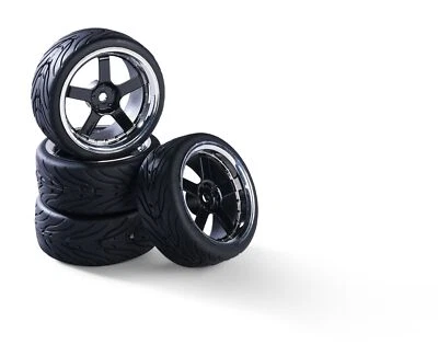 CARSON RADSATZ "5 Sp." SCHWARZ / CHROM MAßSTAB 1:10 FÜR TAMIYA TT # 500900190 - Bild 1 von 4