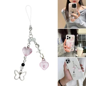 Fashion Heart Butterfly Charm Pendant Phone Chain Pocket Keychain Strap - Zdjęcie 1 z 10