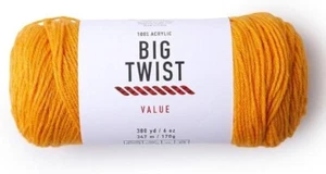 Big Twist Value Yarn 100% Acrylic Varsity Gold Wt #4 6oz 380yds *NEW* Skein - Picture 1 of 2