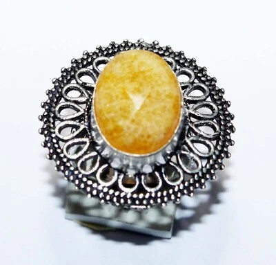 Top Quality Orange Onyx Oval Shape Gemstone Handmade Ring Jewelry Size. 7 Inches - Image 1 of 4