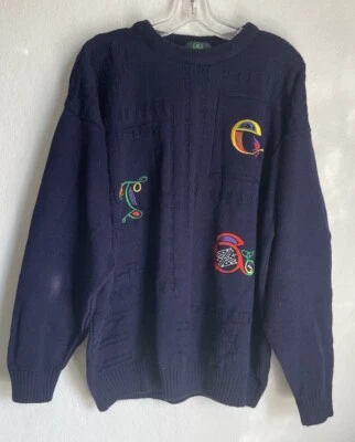 Suéter azul bordado Emerald Isle para hombre. Irlanda Foto 1 de 4