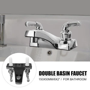 4" 2 handle 3 hole Mixer Tap Kitchen Sink Bathroom Basin Faucet Vanity Cold Hot - Picture 1 of 14