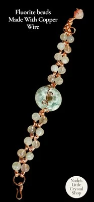 Pulsera de fluorita hecha con alambre de cobre 8,5 mm Foto 1 de 4