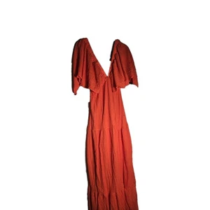 Women's Plus Size Summer Maxi Dress Flowy Loose Fit V-Neck Tiered Ruffle Sz Med - Picture 1 of 7