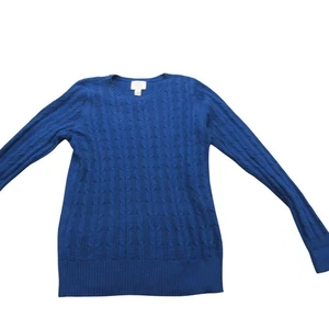 St John's Bay Women's Medium Blue Cable Knit Long Sleeve Pullover Sweater Med - Picture 1 of 6
