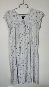 Earth Angels Women’s Petite Floral Henley Midi Nightgown Size S Crochet Lace Bow - Picture 1 of 8