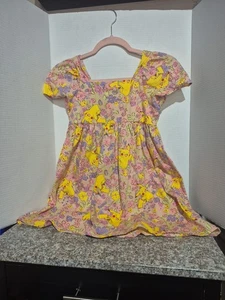 POKEMON Girls Pikachu Floral Dress Size Large 10/12 - Picture 1 of 3
