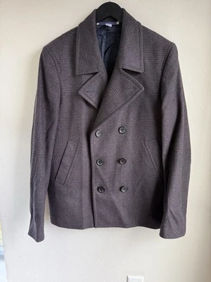 Paul Smith Men's Pea Coat Wool Blend XL Brown Glen Plaid Double Breasted Jacket - Image 1 of 4