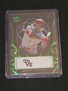 2024 Leaf Trinity Baseball Devin Taylor Black Green Parallel Auto 1/1 RARE - Bild 1 von 2