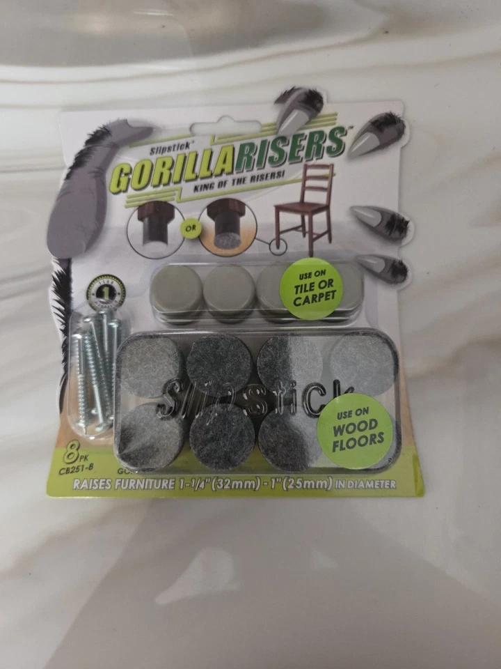 GorillaRisers CB251-8 Elevadores de Muebles con Tornillo (Paquete de 8) Protector de Piso Deslizante... Foto 1 de 1