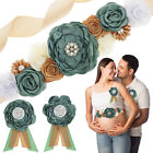Maternity Sash Corsage Set Peacock Green Baby Shower Decorations Gender Partyↈ