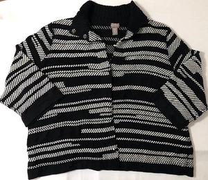 Chico's 3 (Large/16) Strickjacke Pullover schwarz weiß 3/4 Ärmel - Bild 1 von 5