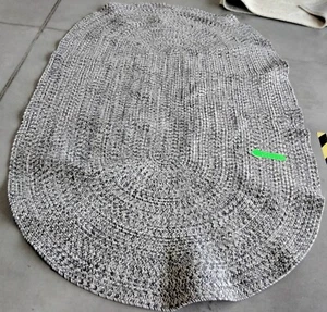 DARK BLUE / IVORY 5' X 8' Broken Thread Rug Reduced Price 1172743176 BRA201N-5OV - Picture 1 of 4