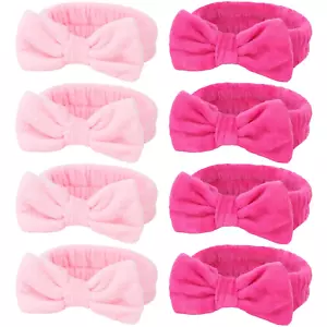 8 Pcs Pink Spa Headband Microfiber Makeup & Face Wash Headbands for Women, Facia - Picture 1 of 13