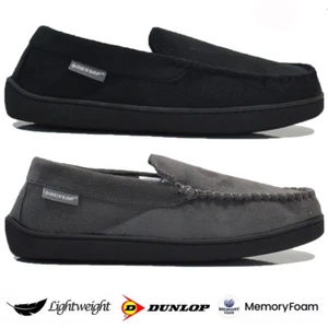 MENS DUNLOP MEMORY FOAM MOCCASINS SLIPPERS LOAFERS FLEECE COSY WINTER SHOES SIZE - Picture 1 of 26