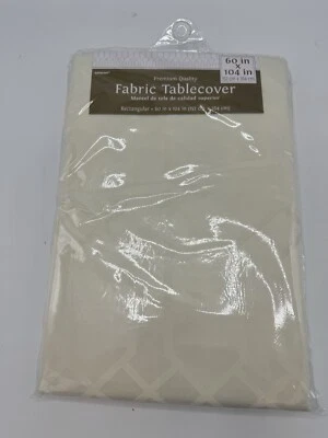 Amscan 570155 Cream Patterned Fabric Tablecover-152cm x 264cm Rectangular - Image 1 of 4