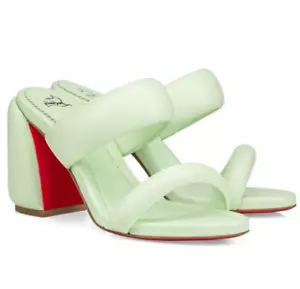 Christian Louboutin Inflama Sab 85 Mules de cuero verde menta 38 - Imagen 1 de 8