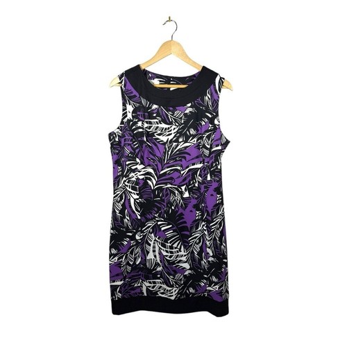 Abito tubino donna jacquard senza maniche Alyx Limited nero viola bianco taglia 16