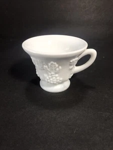 Indiana Colony Milk Glass White Harvest Grape 6 Oz Footed Cup Replacement EUC - Picture 1 of 8