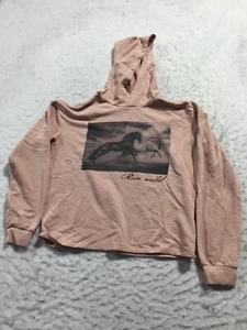 H&M Hoodie Girls 20 Light Pink Graphic Print Horses Long Sleeve Hooded - Picture 1 of 8