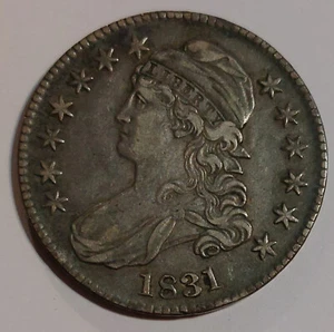 Antique 1831 US Capped Bust Silver Half Dollar XF+ Devices Reverse Scratches 50¢ - Picture 1 of 2