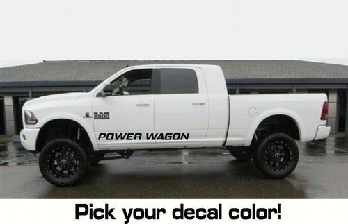 2 PC Set POWER WAGON Side Rocker vinyl sticker decal fits ram mega cab ...