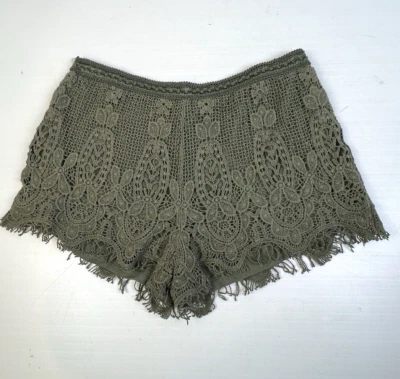 love fire Crochet Shorts Women's Medium Brown Boho Festival Hippie Cowgirl - Image 1 of 4