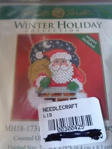 MILL HILL WINTER URLAUB KOLLEKTION DEN SCHORNSTEIN HINUNTER WEIHNACHTSMANN KREUZSTICH PERLENSET - Bild 1 von 2