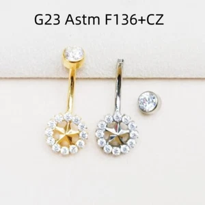 10PCS G23 Titanium Star CZ  Navel Belly Button Ring Body Piercing Jewelry 14G - Picture 1 of 6