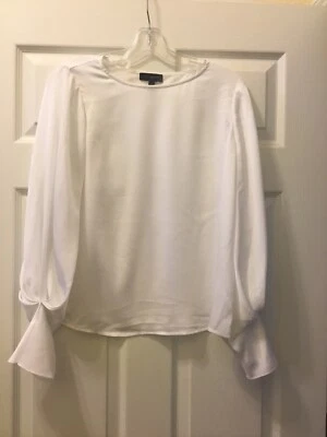 Новый с Ярлыками ограниченный бренд женщин белый романтический драпировки длинным рукавом Топ размер маленький  - Изображение 1 из 4