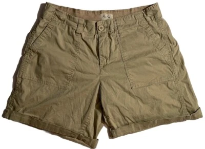 Per Se Women Beige Khaki Shorts 8/29 hem tabs on side - Image 1 of 3