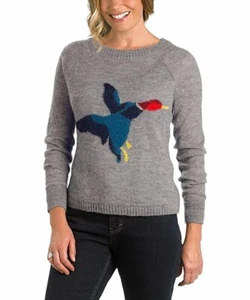 NWT Woolrich Duck Wool-mohair Blend Gray Print Sweater Women Pullover Size:2XL - Picture 1 of 4