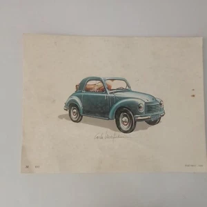 AUTO MANFREDINI AUTOGRAFATA FIAT 500 C NUMERATA 50X70 STAMPA AUTOMOBILISMO - Imagen 1 de 3