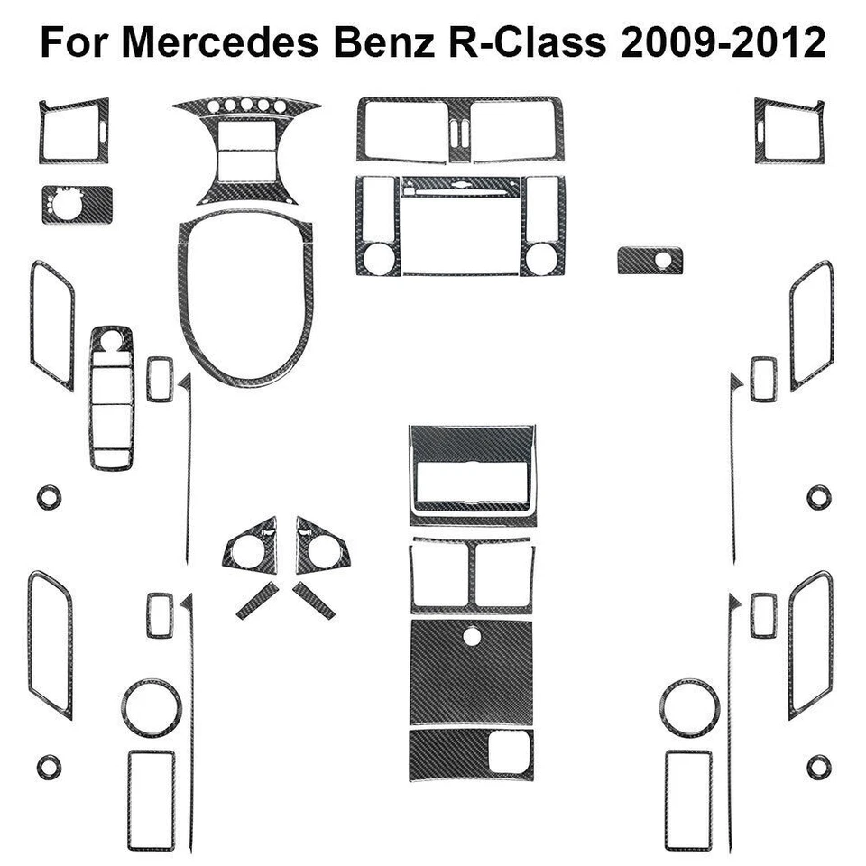 45Pcs Carbon Fiber Full Interior Kit Cover Trim For Mercedes-Benz R320/350 - Image 1 of 4