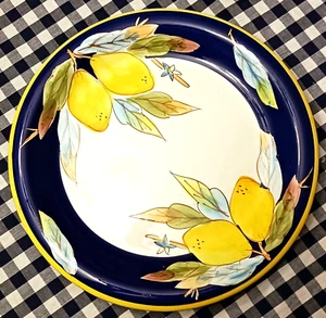 4er Set Baum Bros. Style Eyes Zitronen auf blau Kollektion 10 1/4" Essteller - Bild 1 von 4