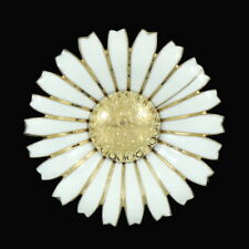 A. Michelsen. Gilded Silver Daisy Brooch / Pendant with White Enamel. 50mm